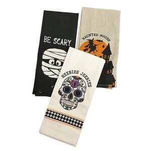 100% Cotton Halloween Flour Sack Kitchen Towels, Set of 3 Size: 15” x 25” NWOT